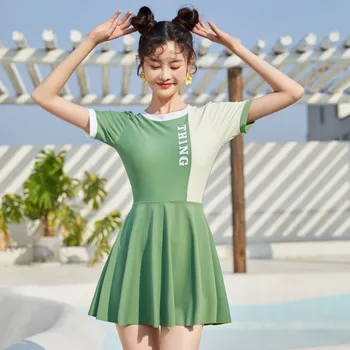 חתיכה אחת בגדי ים נשים 2022 קוריאני סגנון טלאים בגדי ים פוש אפ בגדי ים קיץ ביץ ' Monokin בגד ים חצאיות
