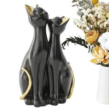 חתול צלמיות עיצוב הבית שרף כמה החתול פסל חמוד ואלגנטי כמה אמנות שרף פסל יושב חתול קישוטים