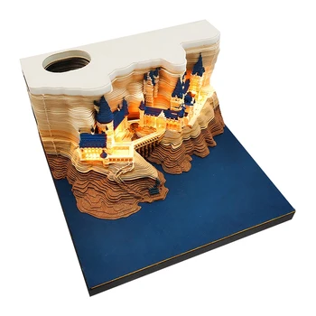 1 יח 'הטירה 3D' פנקס רשימות ' 2024 לוח Memo Pad בלוק הערות קישוטים עם אורות