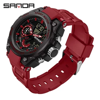סאנדה 3302 מוצר חדש שעון נוער פונקציונלי מרובה מגמת אופנה גברים s שעון מגניב חיצוני עמיד למים שעון מעורר אנשים שעונו של