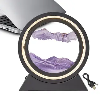 העברת חול אמנות התמונה המנורה עגולים מתחים חול טובעני ציור מנורת לילה 3 שינוי צבע ו-180 מעלות Rotatable בסיס