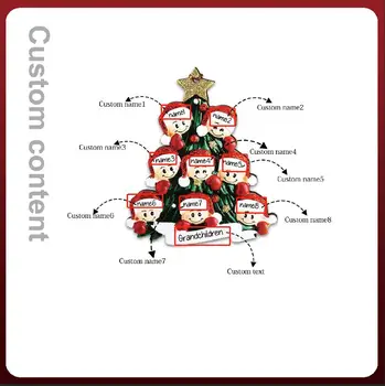 DIY חג המולד המשפחה תליון מותאם אישית 3-9Names טקסט חג המולד קישוטים הביתה 2024 עץ חג מולד קישוט תלייה