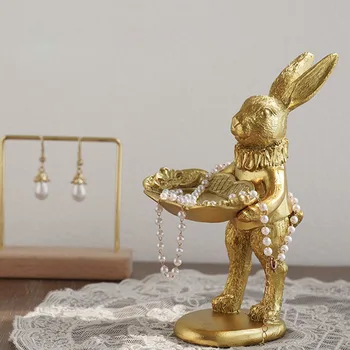 רטרו באני בצורת שולחן העבודה תכשיטים מחזיק הזהב דקורטיביים ארנב מודל תכשיטים אחסון צילום אביזרים לעיצוב הבית השינה