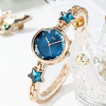 אופנה אבני חן כחול אוקיינוס כוכב הגברת לצפות בחיים עמיד למים שעון שעוני יד יוקרתיים מגמה זהב נשים קוורץ שעוני יד