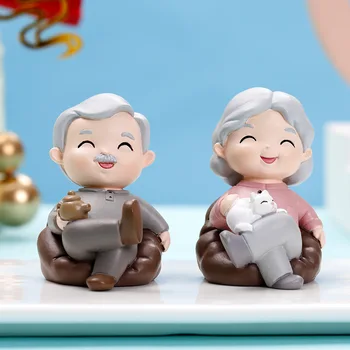 1pc סבתא סבא פסל מיניאטורי שרף פסלון מתנות Toppers עוגת בובה הביתה בארון מדף המכונית עיצוב אביזרים