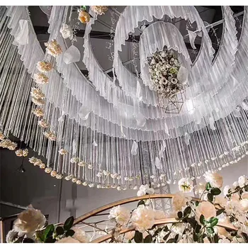 החתונה התקרה mesh גזה קישוט אביזרים T-שלב כביש מבוא חלון סצנת החתונה הבמה אווירי פריסת תקרה