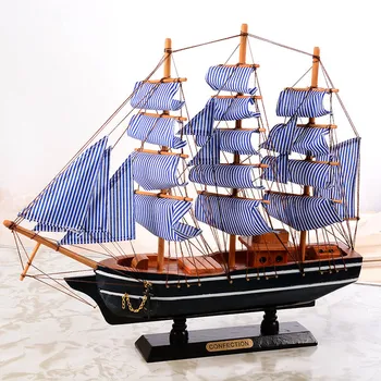 חדש ספינת פיראטים מודל עץ ספינה בסגנון הים תיכוני בבית קישוט עבודת יד מגולף ימית הסירה מודל מתנה פסלונים.