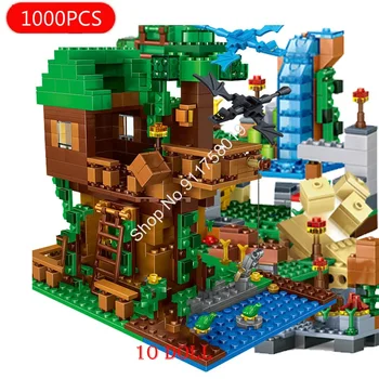 חם צעצועים של בית עץ קטן אבני הבניין סטים עם סטיב דמויות פעולה תואם את העולם Minecraftinglys סט צעצוע מתנות
