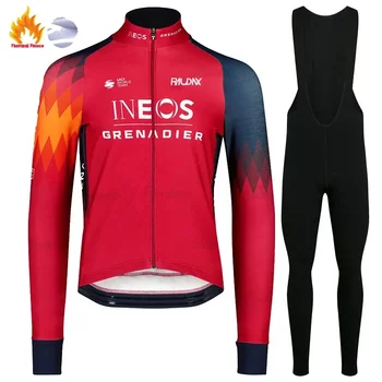 INEOS חדש חורף מעילי רכיבה על אופניים הקבוצה שרוולים ארוכים צמר ביגוד רכיבה על אופניים רכיבה על אופניים MTB סינר מכנסיים להגדיר חם כביש, אופניים ספורט