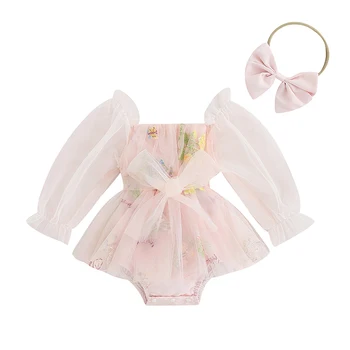 תינוק הנולד ילדה טול רומפר השמלה בגימור להגדיר קייק סמאש רקמה הכוללת שמלה 1Pc יום הולדת תלבושת