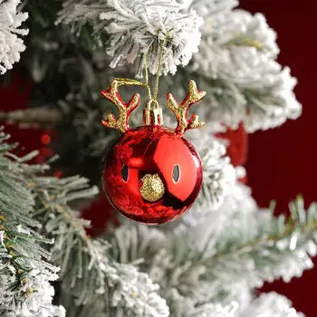 2Pcs חג המולד Decoraiton נצנצים אייל כדורי עץ חג המולד קישוט תליון עגול על עצי חג המולד מסיבת שנה החדשה 2024