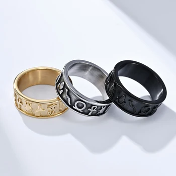 רטרו סמל מצרי עתיק טבעת אופנה נירוסטה אנק צלב טבעת אישית של גברים ונשים תכשיטים הסיטוניים
