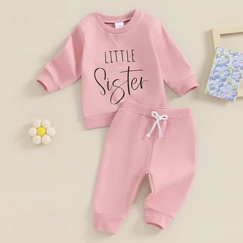 תינוק תינוק בגדי ילדות סטים חמוד הדפסה סווטשירט חולצות ומכנסיים לתינוק 2pcs סתיו חורף תלבושות