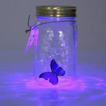 קסם עף פרפר צנצנת מנורת LED זכוכית צנצנת מייסון סימולציה אנימציה פרפר לעוף חרקים איסוף בקבוק עיצוב הבית