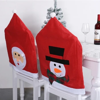 חג המולד הכיסא מכסה שלג סנטה אייל הכיסא לאחור כיסוי רחיץ חדר האוכל הכיסא מגן פסטיבל הביתה תודה Dropshipping