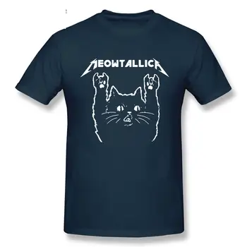 חתול Meowtallica חתול מוסיקת רוק גברים חולצות כהה הת ' ר קוטון מתנה TShirts מצחיק חולצות טי מקסימום