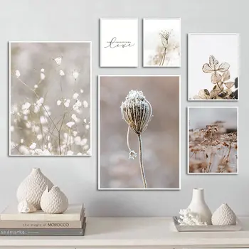 נורדי פרחים וצמחים בד הציור שן הארי פוסטר מינימליסטי אמנות קיר תמונות עבור חיים עיצוב חדר