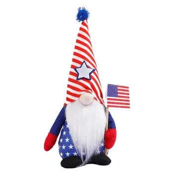 יום העצמאות Gnome יום הזיכרון Gnome שולחן, קישוט קטיפה Gnome האמריקאי Gnome קישוט העצמאות Gnome פטריוטי