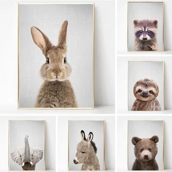 מציאותי בעלי-חיים פרוותיים חמוד הדפסים כרזות בד הציור Hd אמנות מודרנית קיר תמונות עבור סלון, חדר שינה קישוט הבית