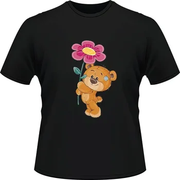 דוב עם פרחים גדולים כותנה חולצות רטרו בגדים באותו סגנון חולצת טי דה Mujer עדכני גותי גרפי Tees קומיקס היפ-הופ Xxx