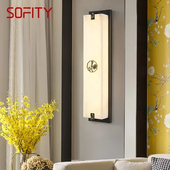 SOFITY עכשווי פליז מנורת קיר LED 3 צבעים וינטאג ' שיש יצירתי מנורות קיר אור הביתה הסלון לחדר השינה