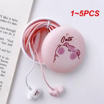 1~5PCS אוזניות מחזיק תיק עם סאב אוזניות קו מצויר אורז אדום אחסון מגן תיבת אוזניות תיק אוזניות.