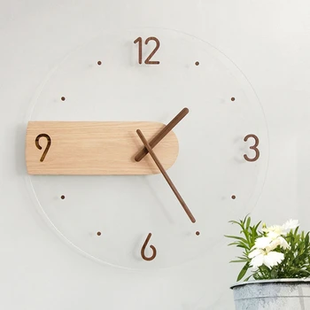עץ 3D שעון קיר בעיצוב מודרני נורדי חיים קישוט חדר שקט השעון במטבח אמנות קיר שעון עיצוב הבית 16 אינץ