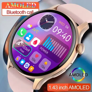 AMOLED שעון חכם נשים תמיד בתצוגה שעון Bluetooth לקרוא שליטה קולית IP68, עמיד למים כושר צמיד Smartwatch נשים