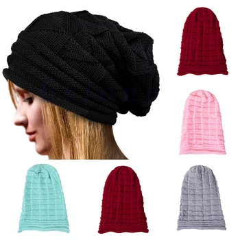 סתיו גברים, נשים, חורף חם כובעים כובע סרוג מוצק צבע מזדמנים רך חיצונית כובע חורף נקבה סקי שלג כובע צמר