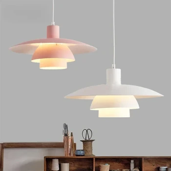 דנית עיצוב Led מטריה תליון אור יצירתי ורוד לבן תליית מנורה בחדר האוכל במטבח המסעדה עיצוב הבית תליון מנורה