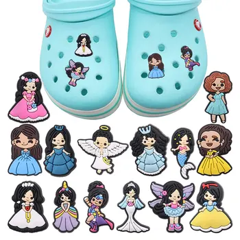 14Pcs/סט חמוד בנות נסיכה PVC סנדלים נעליים קסמי אביזרים כפכפים ילדים DIY גן הנעל אבזם קישוט מתאים המסיבה מתנה