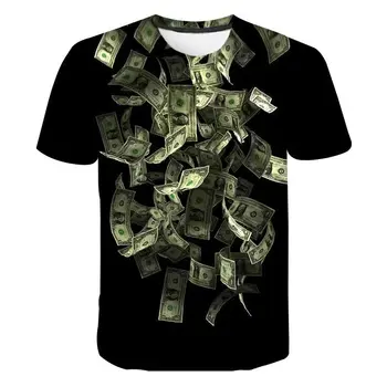 קיץ מגמת אופנה דולר דפוס חולצת הטריקו של הגברים מזדמן 3d מודפס רחוב אישיות צוואר עגול שרוול קצר בתוספת גודל העליון