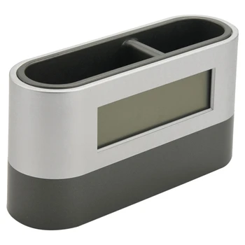5X שולחן העבודה אחסון מחזיק עט כלים שם כרטיס מיכל דיגיטלי עם שעון מעורר טיימר לוח השנה טמפרטורת מדחום