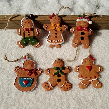 עץ חג המולד-תלויים קישוטים Man Gingerbread תליון חג המולד יצירתיים-שרף דקורטיבי קטן קישוטים תליון קל לשימוש