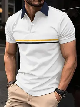 הקיץ החדש עם שרוולים קצרים מזדמן חולצת הטריקו של הגברים דש גברים לנשימה חולצת פולו S-3XXX