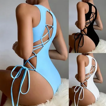 תחרה חתיכה אחת של בגדי נשים, בגדי ים 2022 Monokini בגד ים לנשים, בגדי ים כחול שמיים החוף אמבטיה מתאים