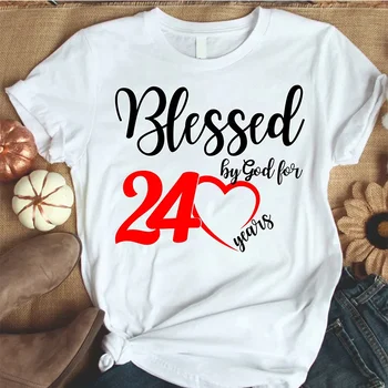 מבורך על ידי אלוהים עבור בן 24 יום ההולדת נשים חולצת 1999 כותנה משובח גרפי טי גראנג ' בגדים באיכות גבוהה חולצת טי יוניסקס