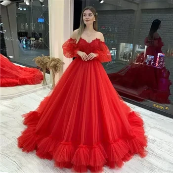 אדום תחרה מעל הכתף קוקטייל שמלות נשף מתוקה שמלת ערב 2024 בנות מסיבת חתונה שמלה فساتين مناسبة رسمية