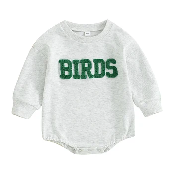 בימי ראשון בשביל הציפורים החולצה רומפר תינוק ילדה מנופחים סוודר בועה רומפר פוטבול התלבושת 0-18M