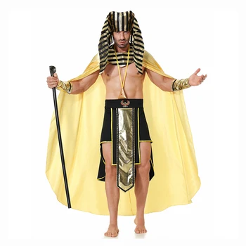 פרעה מצרים העתיקה היוונית המלך העין של ההשגחה Cosplay השמלה מכשף וינטג ' ליל כל הקדושים תחפושות לגברים קרנבל הגלימה הגלימה