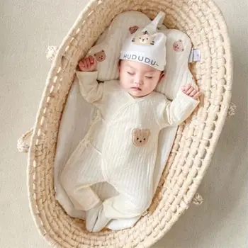 תינוק כותנה סרבל כובע להגדיר נייטרלי תינוק שרוול ארוך רומפר נוח היילוד לנשימה OnePieces Bodywear