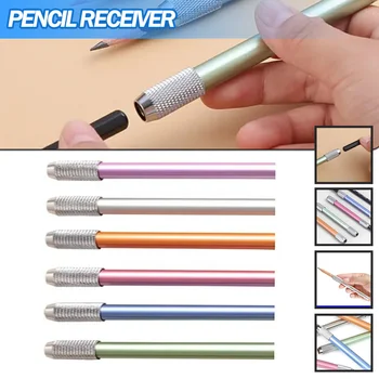 מותג חדש 5pcs חד-הסתיים מתכת עיפרון Extender רישום עיפרון Lengthener בעל חומר מתכת אורך 108mm צבע אקראי