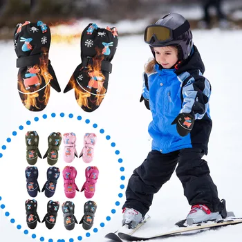 ילדים חורף כפפות ארנב בייבי בנות עמיד למים Windproof שלג, כפפות ילדים ילד עבה חם כפפת סקי 2-6 שנים