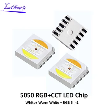 5050 RGB+CCT LED שבב 5050 RGBWW led שבב 5050 SMD חרוזים לבן+ לבן חם + RGB 5 ב1 100PCS