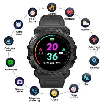 Y56 שעון חכם גברים, נשים, לחץ דם עמיד למים ספורט עגול צבע מסך Smartwatch חכם שעון כושר Tracker עבור אנדרואיד