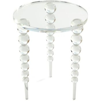 אישית אמריקאי מעצב אורגני זכוכית שקופה קטנה שולחן עגול מדגם חדר קצה שולחן אקריליק פשוט המודרנית פינה