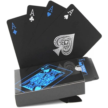 זהב שחור לשחק קלפים פוקר משחק סיפון כחול כסף על משחק פוקר פלסטיק קסם עמיד למים חפיסת קלפים קסם מים מתנה אוסף