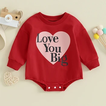 Listenwind תינוק תינוק החולצה Rompers מזדמן לב הדפס שרוול ארוך סרבל עבור הרך הנולד בגדים חמודים