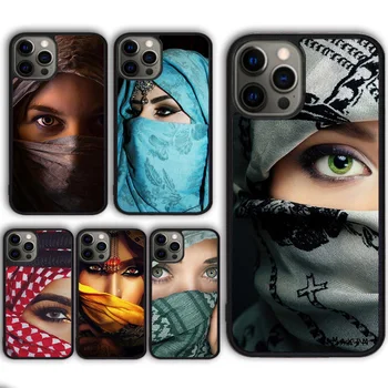 ערבייה עם Niqab הפנים עין מקרה טלפון עבור iPhone 15 SE2020 13 14 11 12 Mini Pro מקס XR XS 6 7 8 פלוס coque fundas פגז