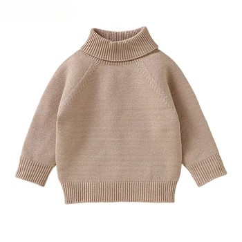 2024 חדש בנים בנות צווארון הסוודר סרוג סתיו חורף חם לילדים בגדים מוצק לסרוג Pullovers רך סוודרים מקסימום חולצה